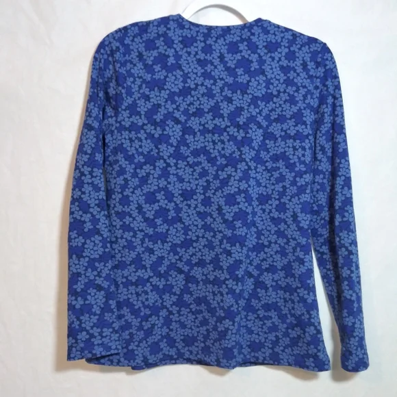 Gudrun Sjoden Flax Blue Ylva Pattern Cotton Long Sleeve Top Size Small - Picture 6 of 6
